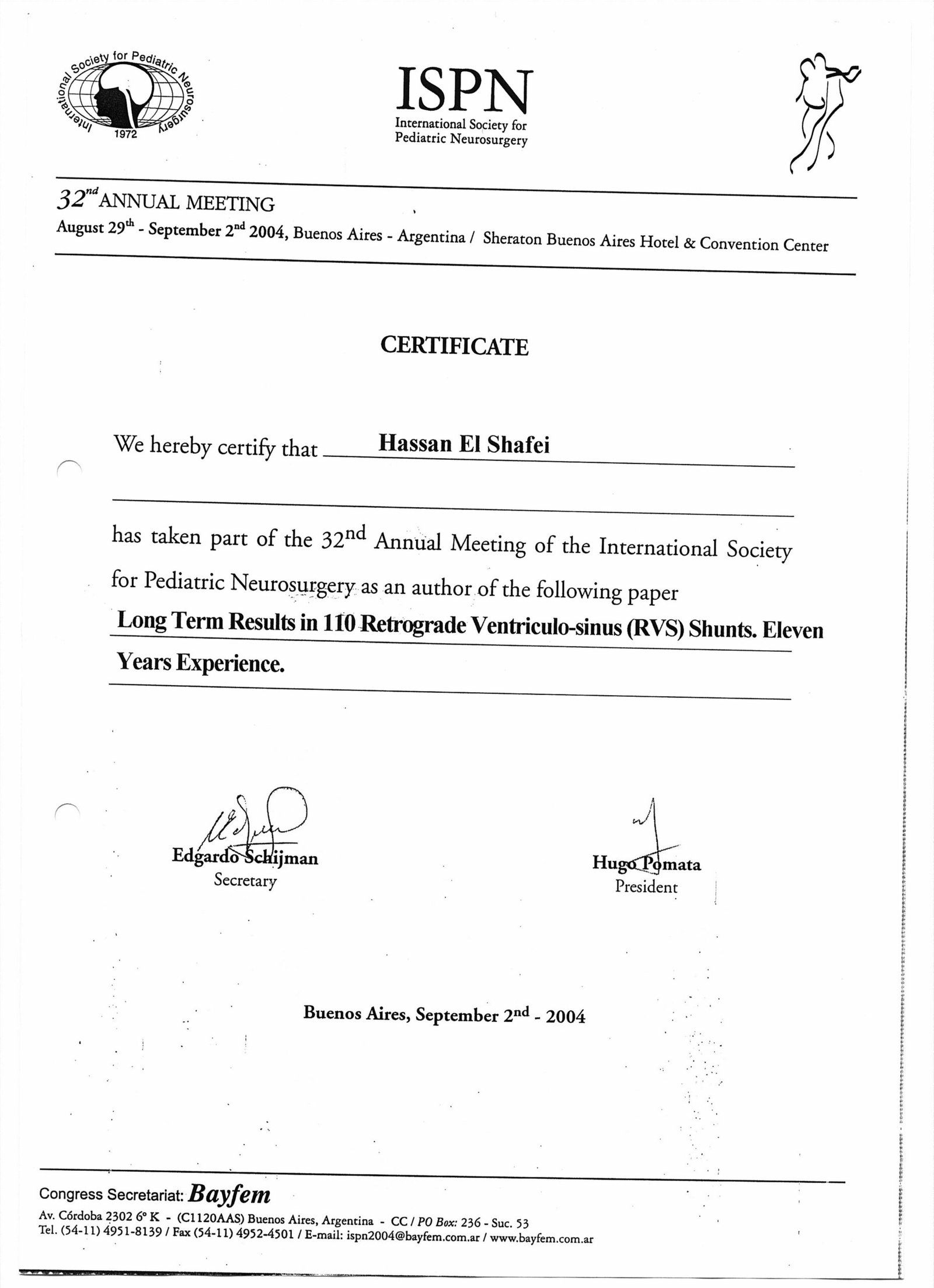 ISPN 32nd meeting 2004 B.A (Long term results in 110 RVS shunts