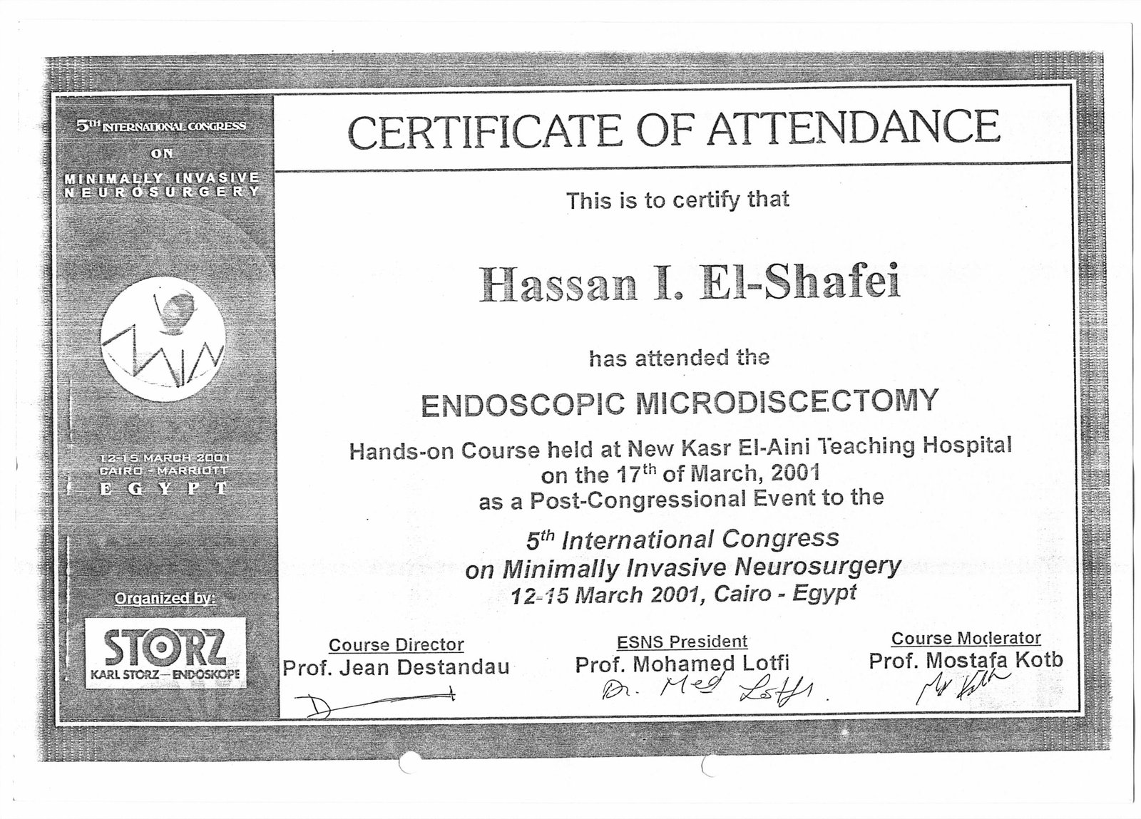 MIN Endo Micro-discectomy 17 March 2001